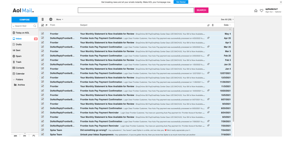 Keep your AOL Emails Organized and your AOL Inbox Clean Spike