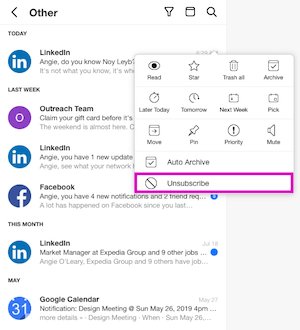 Unsubscribe from newsletter