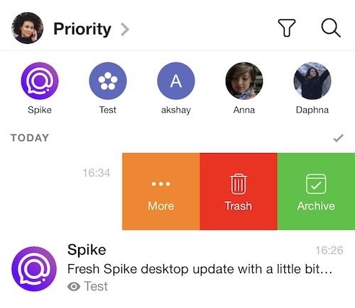email swipe gestures