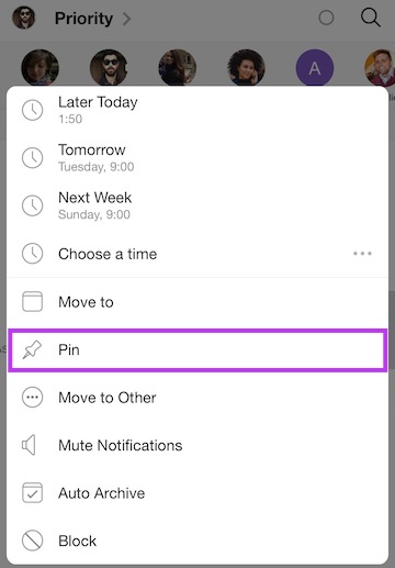 Pinning a message