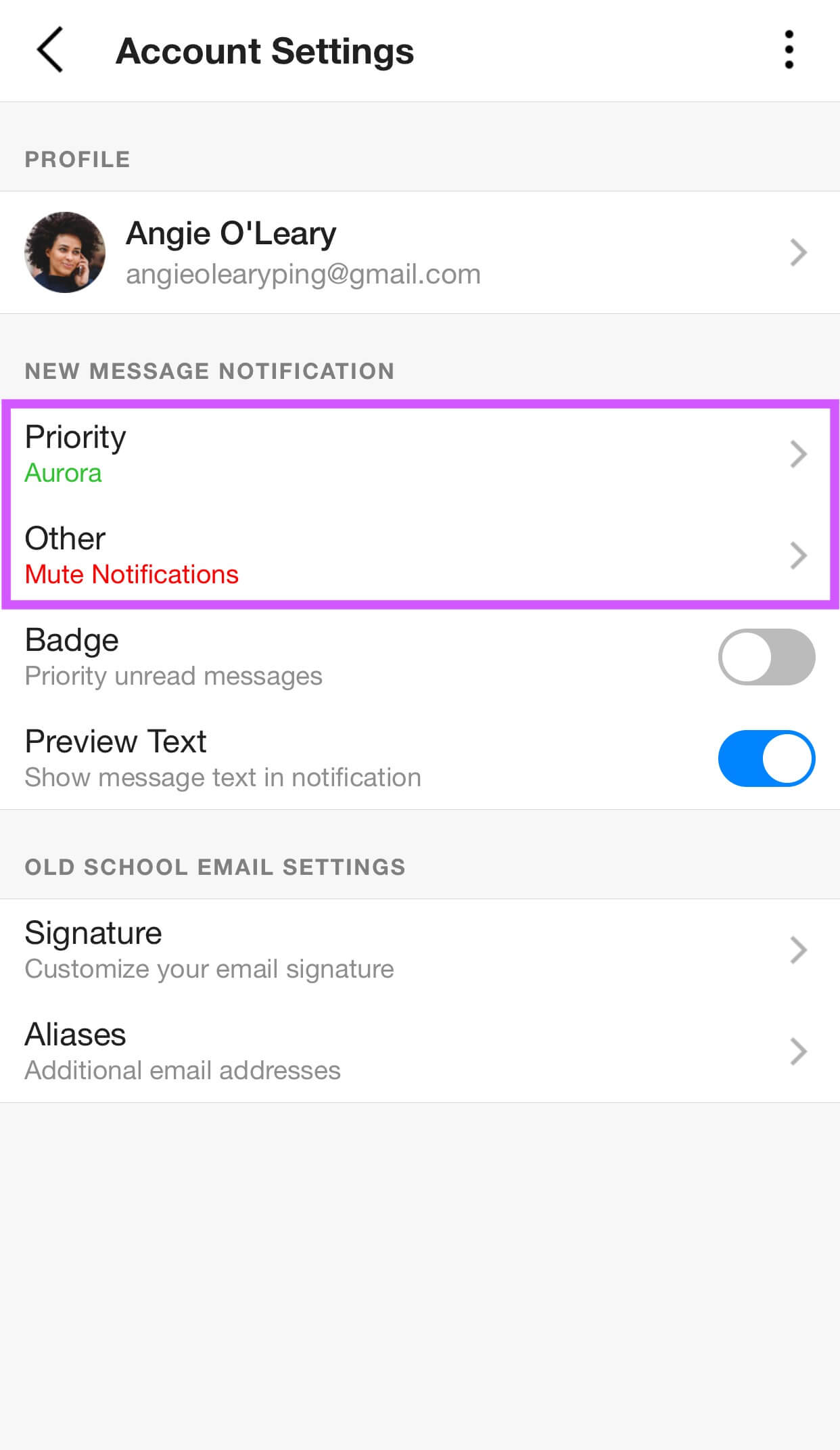 Priority email