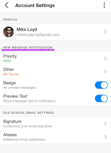 Email notifications