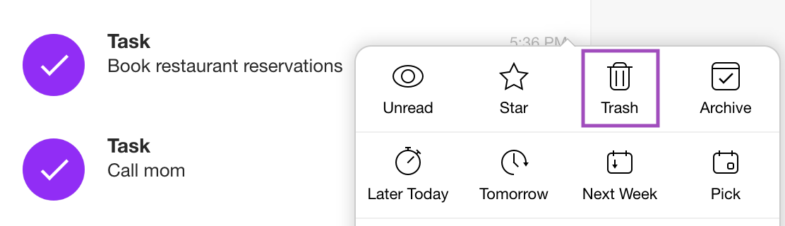 Delete task email