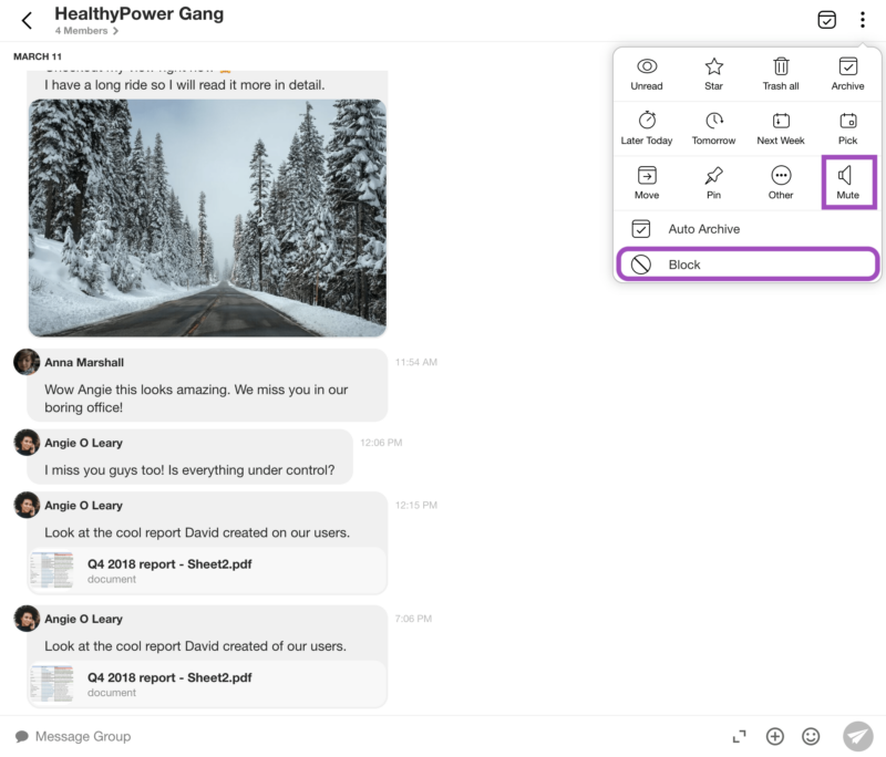 Groups chat in email