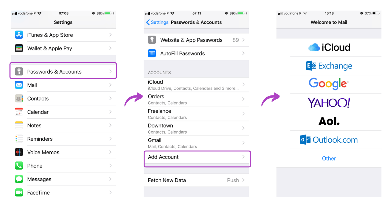 how to add email to iphone