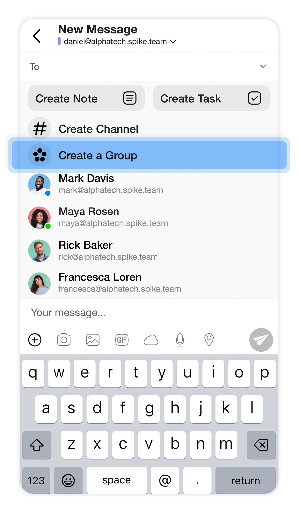 create group mobile
