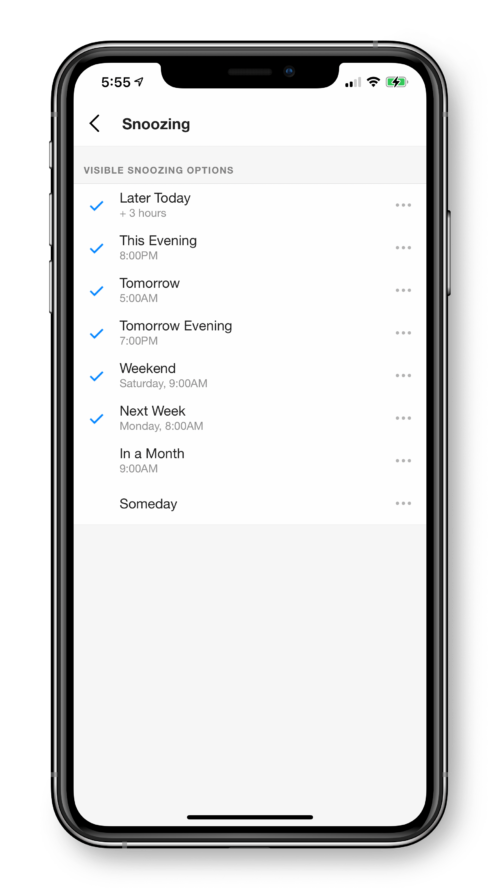 Customize snooze time